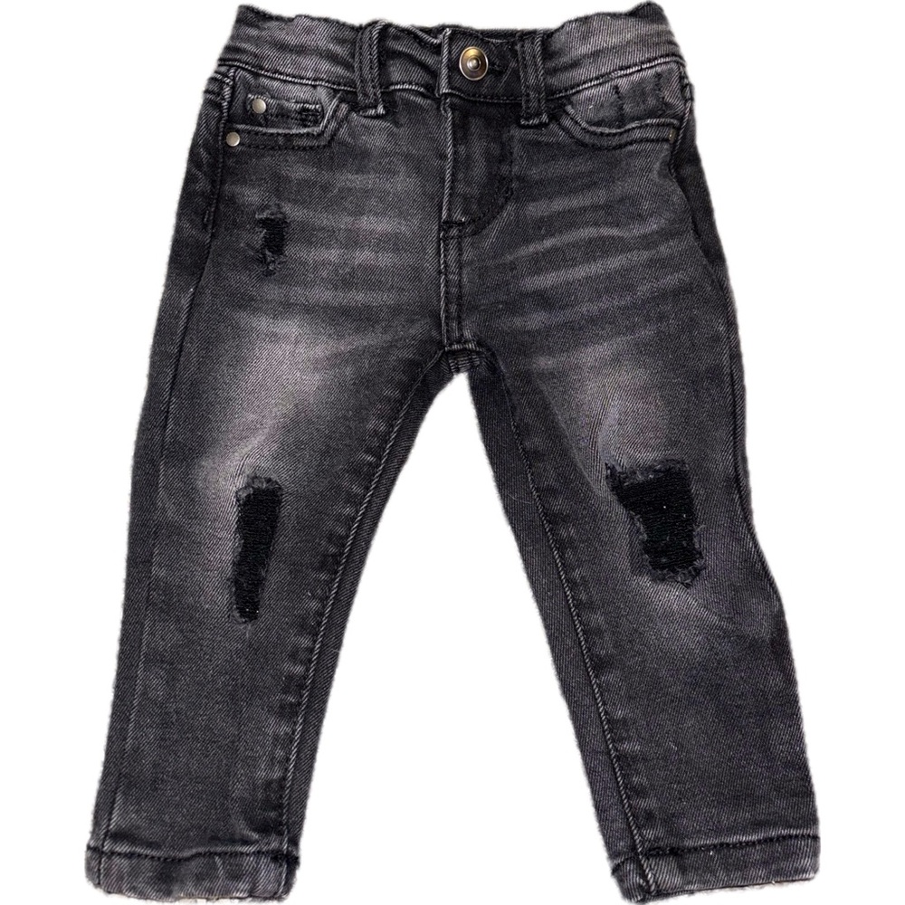Wonder Nation Baby Jeans 12 month black distressed adjustable waistband fashion